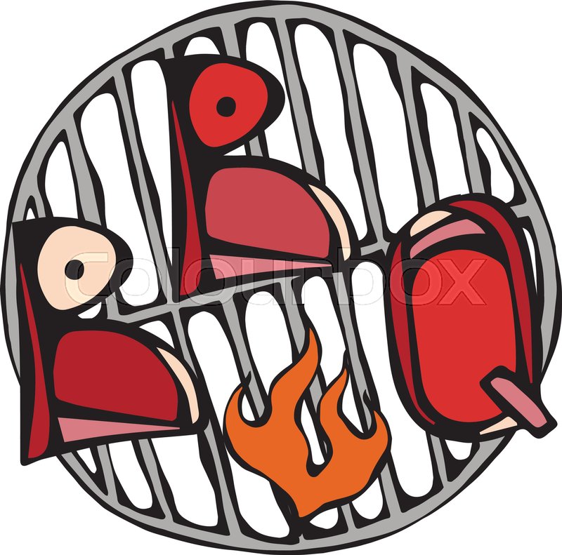 800x791 Bbq Lettering On The Grill With Fire Stock Vector Colourbox