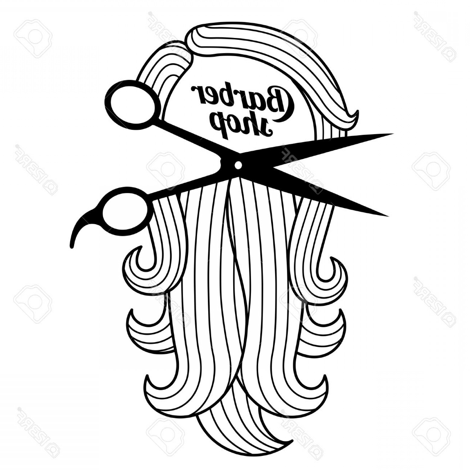 1560x1560 Photostock Vector Logo For The Barbershop Beard Hair Scissors