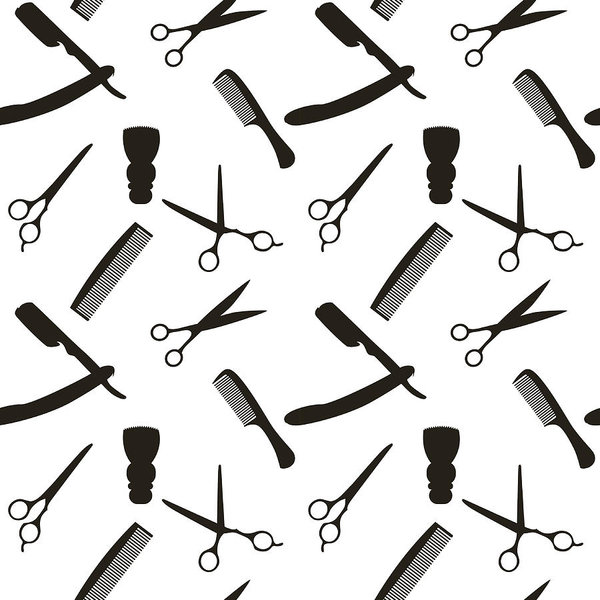 600x600 Barber Shop Or Hairdresser Background, Seamless Pattern