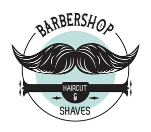 300x263 Barbershop Vintage Blue Emblem With Retro Drawings Vector