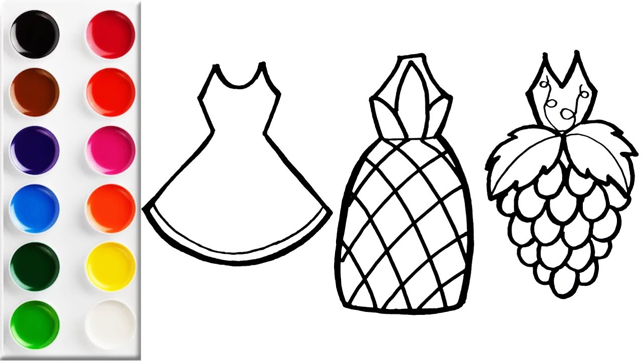 1280x720 Barbie Fruit Dresses Coloring And Drawing For Kids Learn Colors