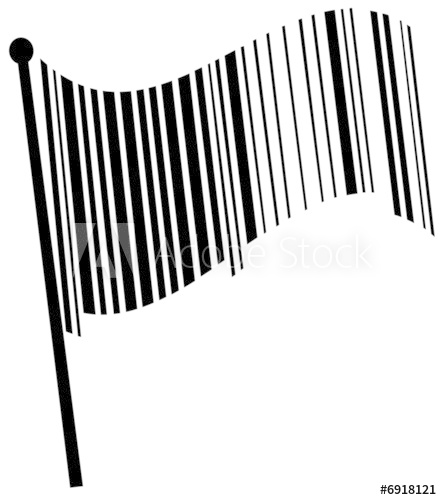 442x500 black scanning barcode as a wavy flag