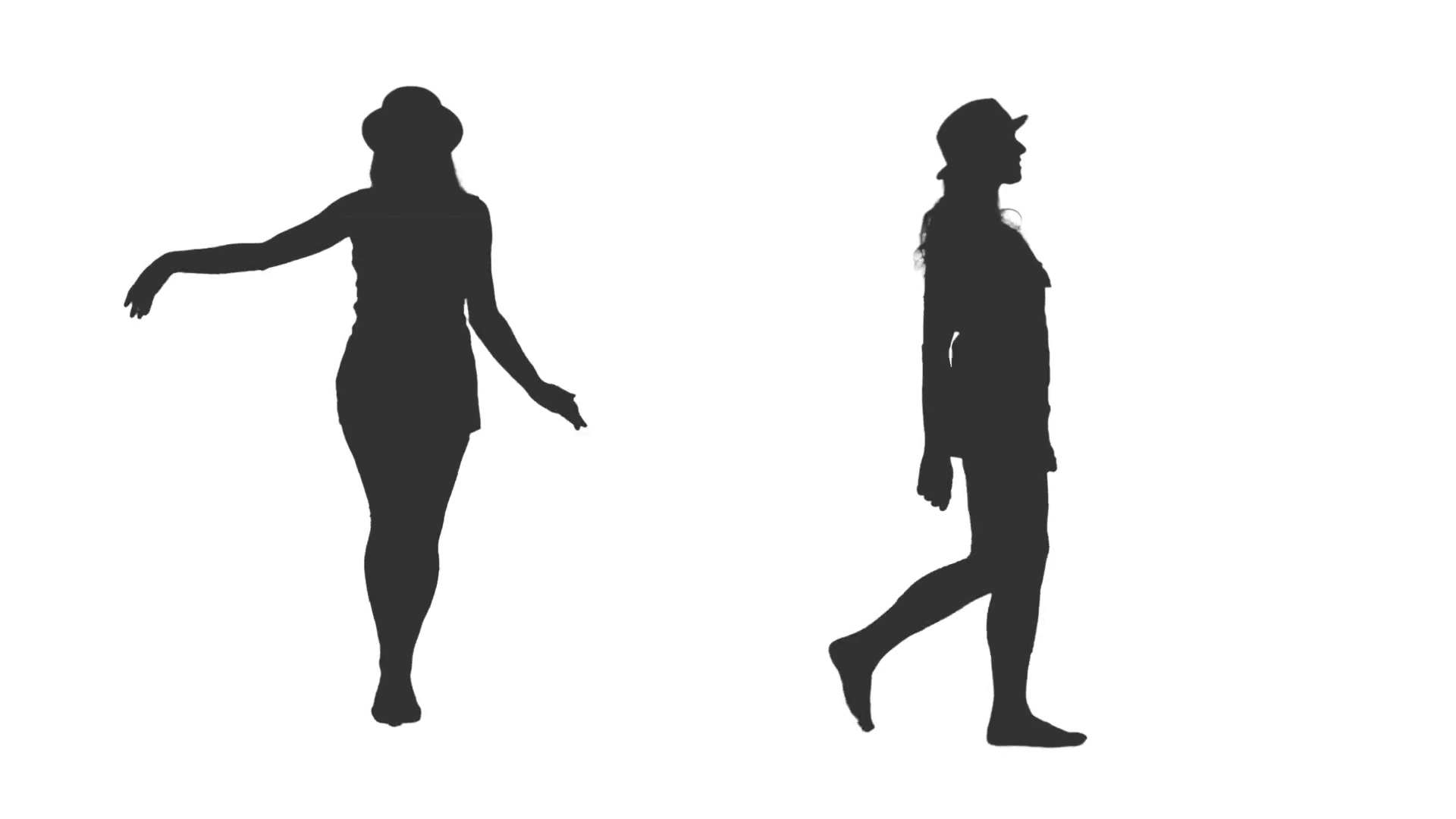 1920x1080 Silhouette Young Woman In Hat Walking Barefoot, In Alpha