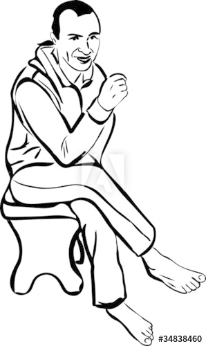 298x500 Sketch Barefoot Guy Sitting On A Stool