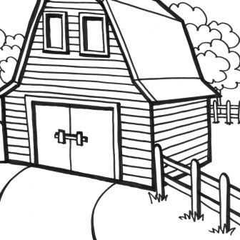 336x336 Old Barn Coloring Pages Owl Printable And Farm Animal