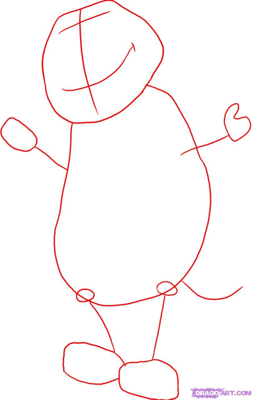 808x1274 How To Draw Barney, Step