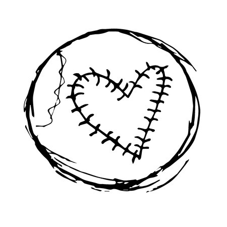 450x450 Stylish Grunge Hand Drawing Of A Baseball Ball With Heart Shape