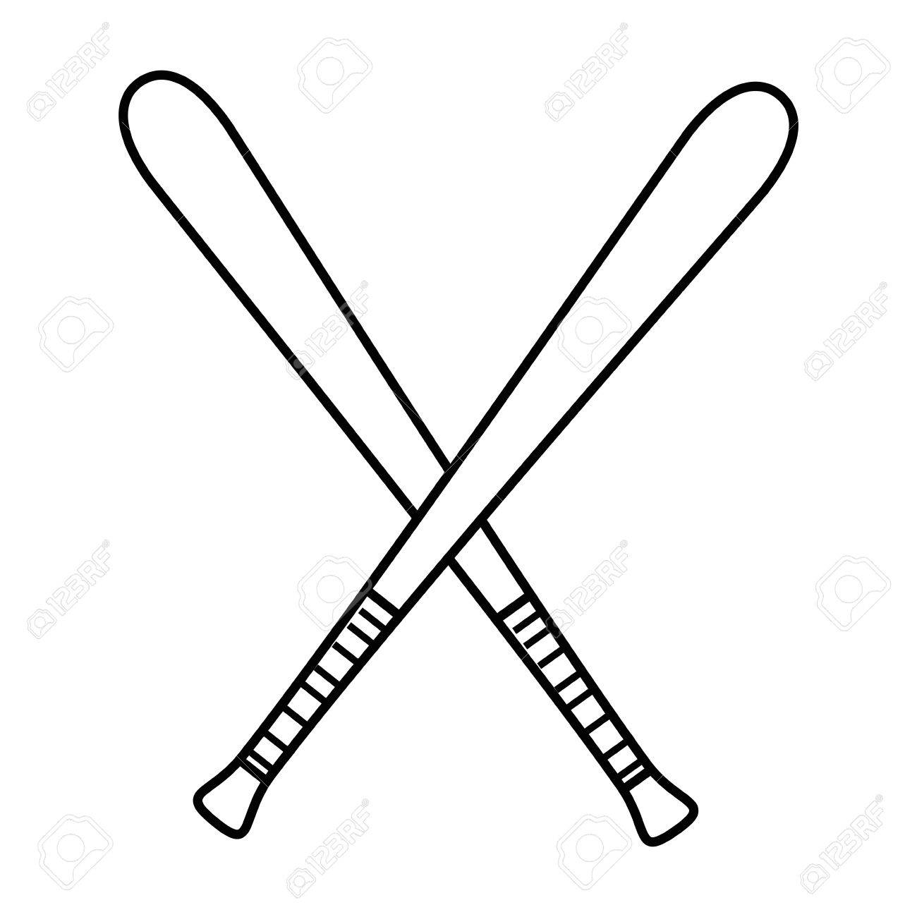 1300x1300 Crossed Baseball Bats Clipart Black And White