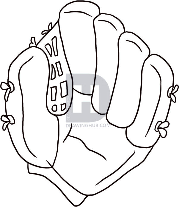 602x695 How To Draw A Baseball Glove, Step