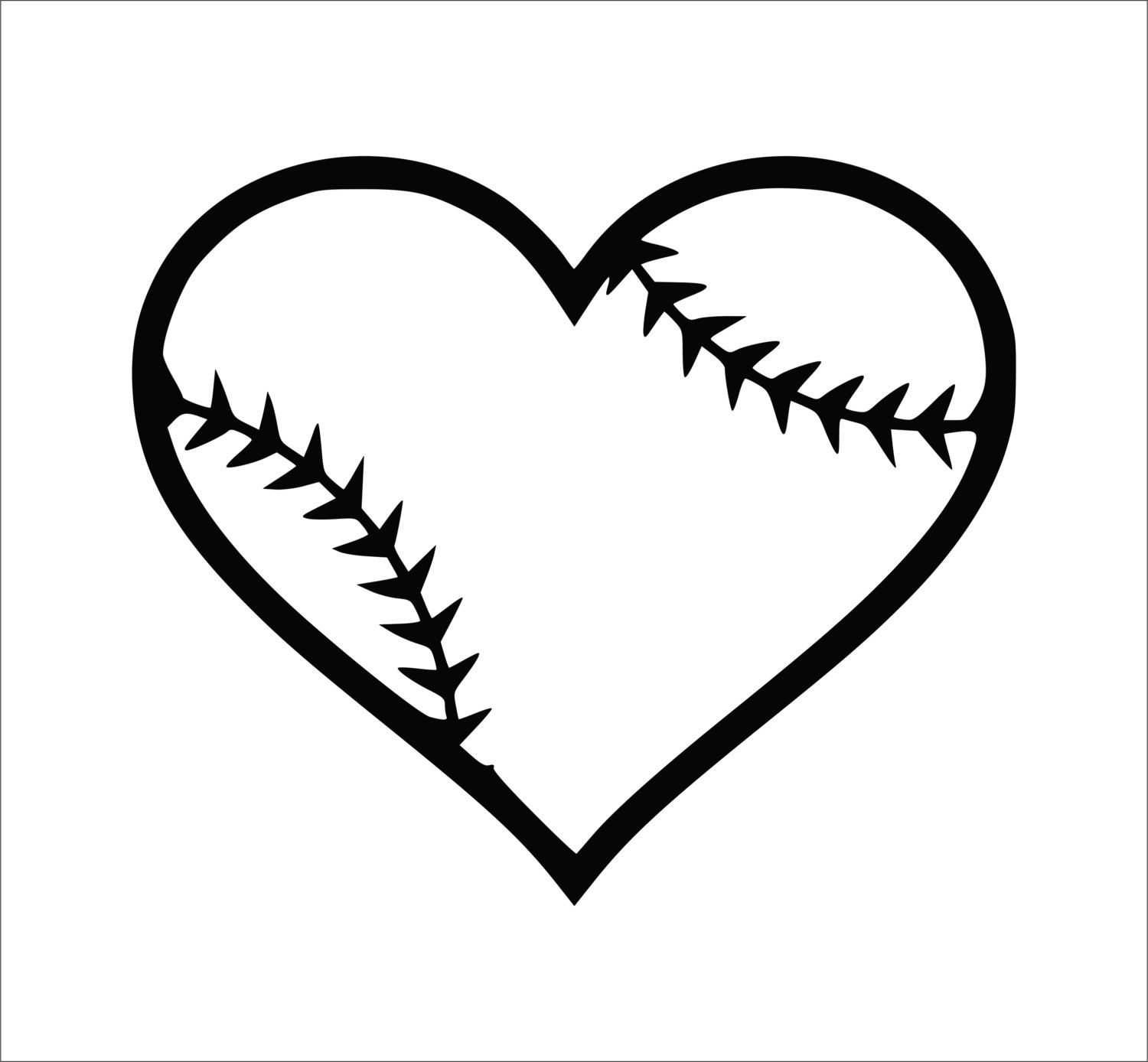 1500x1388 Baseball Heart Decal Softball Heart Decal Laptop Decals Etsy
