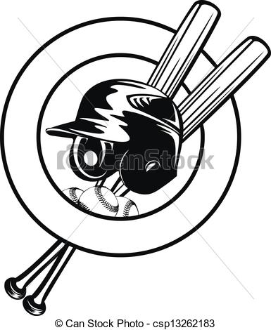 385x470 Vector Illustration Baseball Helmet, Balls And Crossed Bats