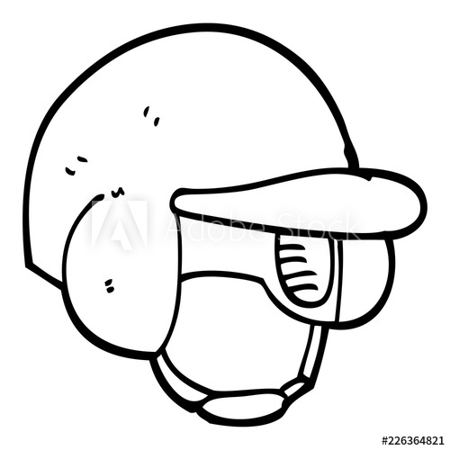 500x500 Black And White Cartoon Baseball Helmet