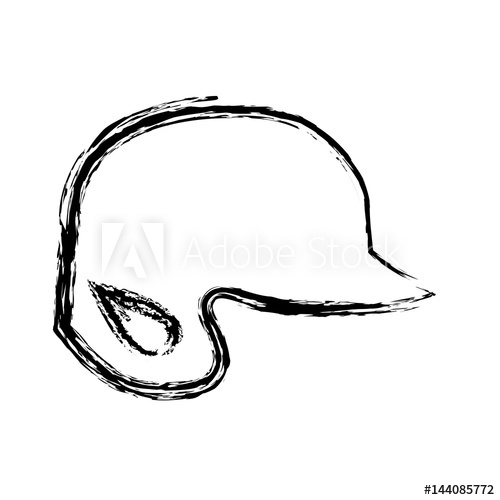 500x500 Monochrome Sketch Of Baseball Helmet Vector Illustration