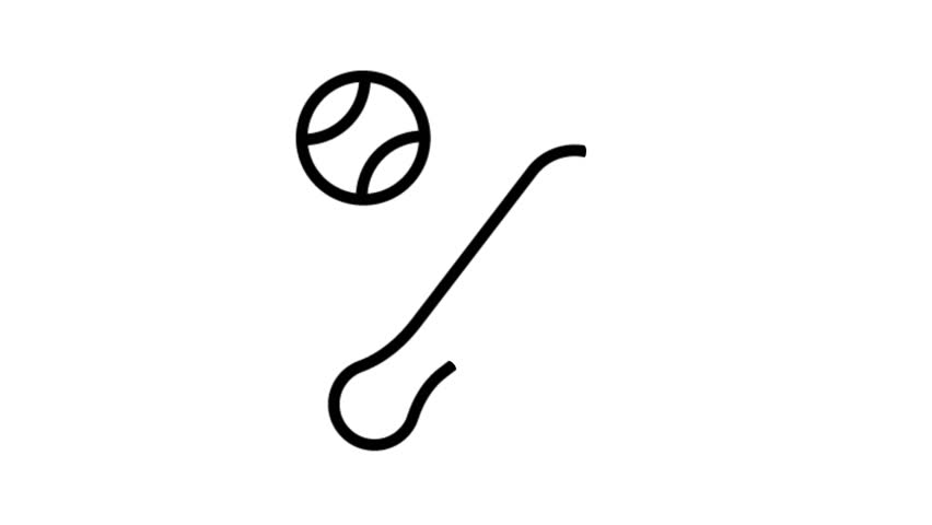 852x480 Baseball Sports Animation Flat Line Stock Footage Video