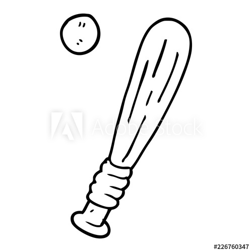 500x500 Line Drawing Cartoon Baseball Bat