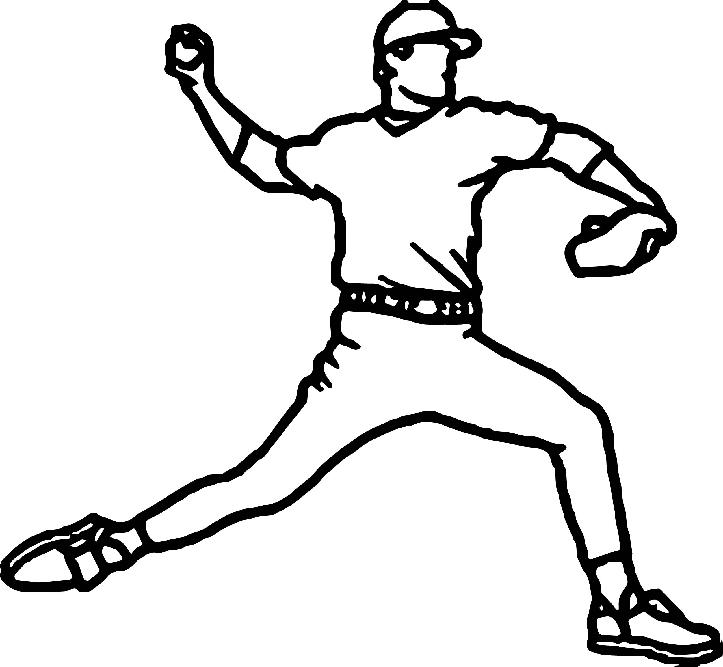 2503x2310 Baseball Pitcher Playing Baseball Coloring