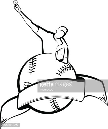 379x452 Baseball Pitcher With Ball Banner Premium Clipart