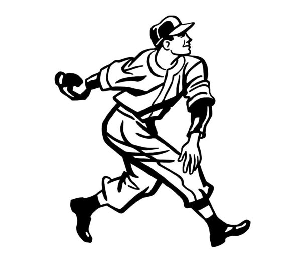 600x514 Baseball Player Art Print