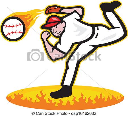 450x408 Baseball Pitcher Throwing Ball On Fire Illustration Of A American