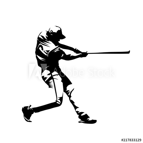 500x500 Baseball Player, Hitter Swinging With Bat, Abstract Isolated