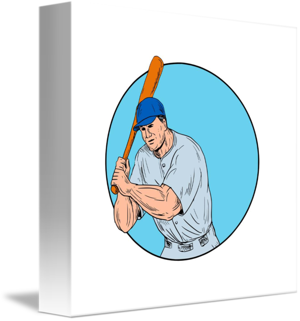 606x650 Baseball Player Holding Bat Drawing