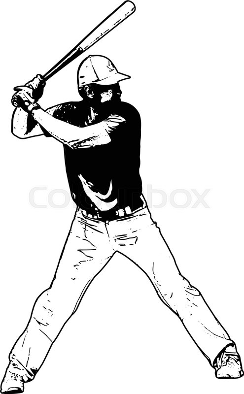 495x800 Baseball Player, Sketch Illustration