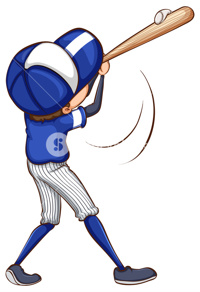687x1000 Illustration Of A Simple Drawing Of A Baseball Player On A White
