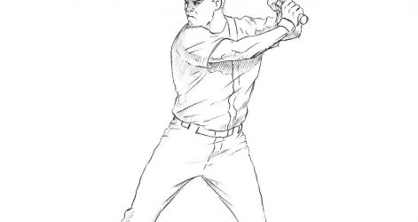 471x250 Baseball Batter Drawing Crowd Stadium Cap Picture Base Reference