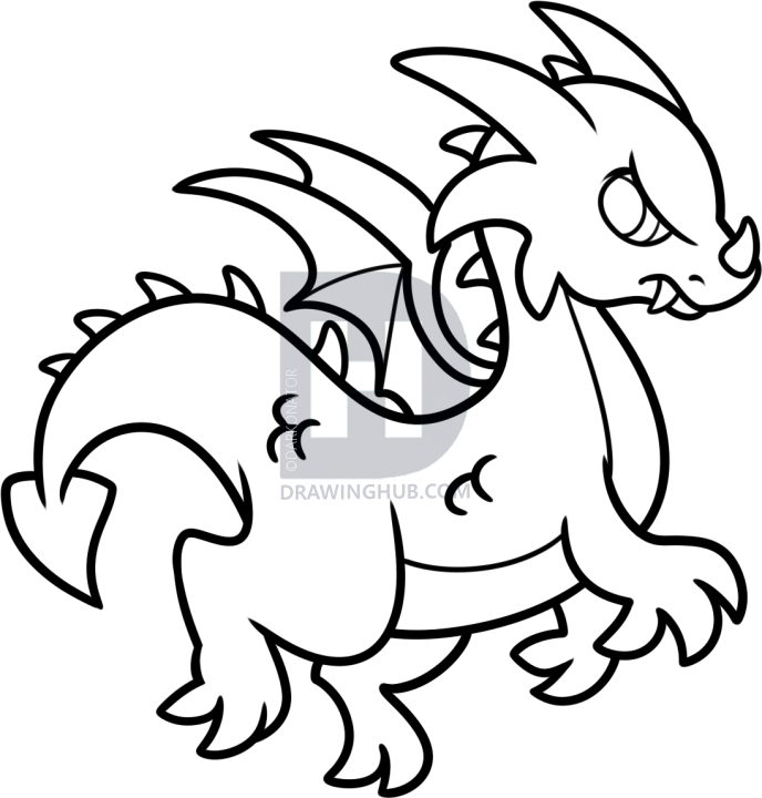 688x720 How To Draw A Simple Dragon, Step