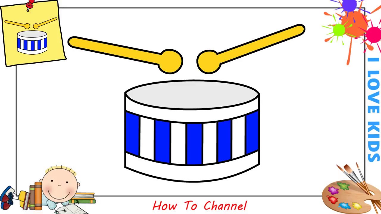 1280x720 How To Draw A Drum Easy Step