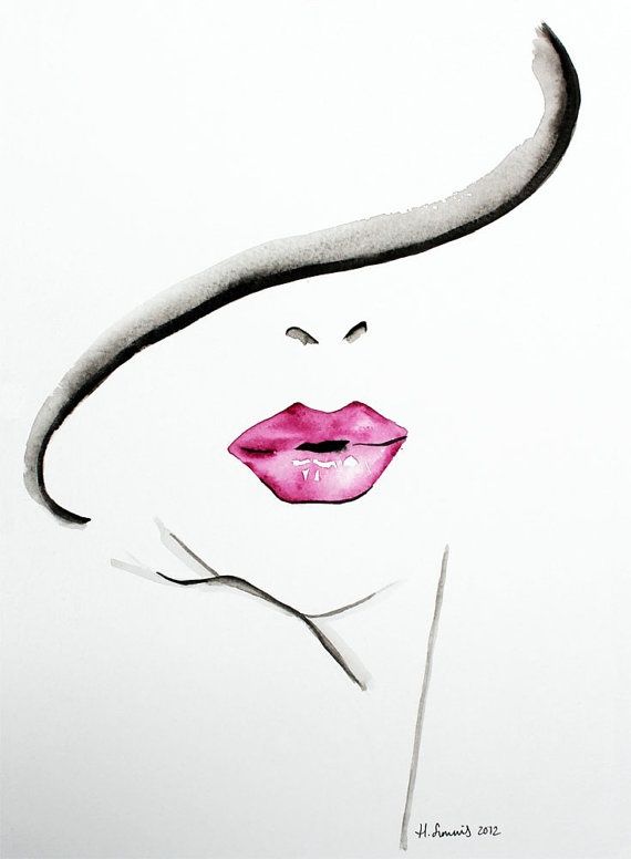 570x776 Original Fashion And Beauty Illustration Of Womans Lips