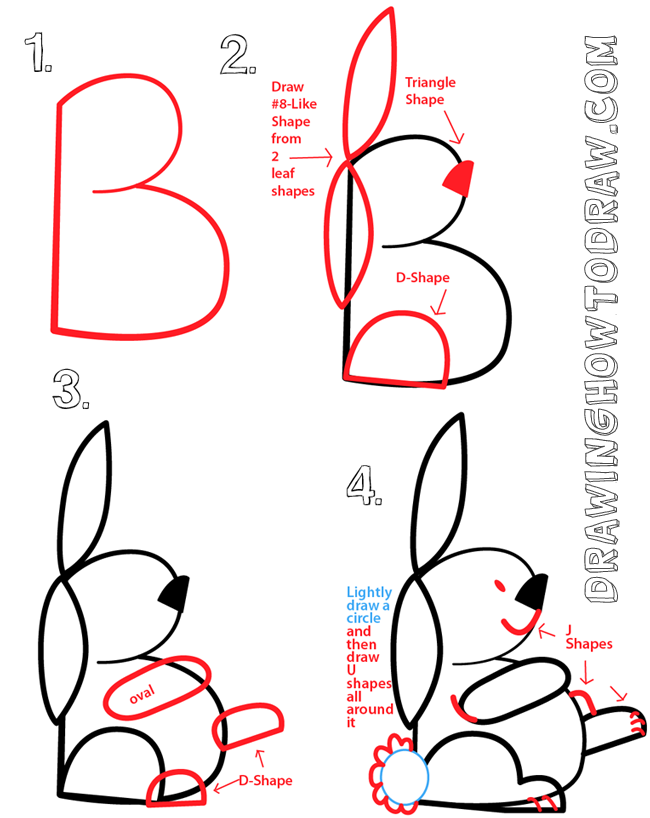 650x818 Big Guide To Drawing Cartoon Bunny Rabbits With Basic Shapes