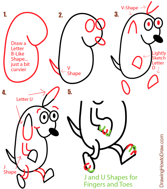 700x789 Big Guide To Drawing Cartoon Dogs Puppies With Basic Shapes