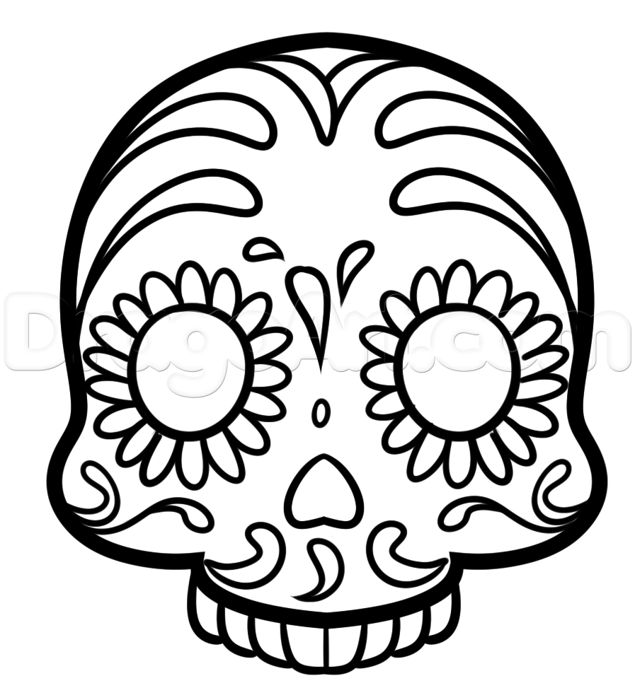 897x973 Sugar Skull Drawing Step