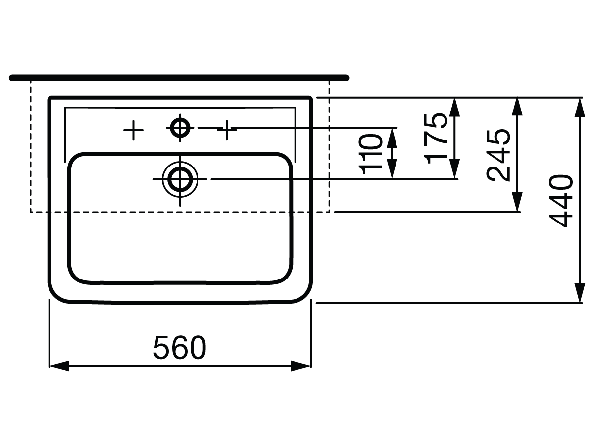 1200x900 Laufen Pro A Semi Recessed Basin X Taphole White