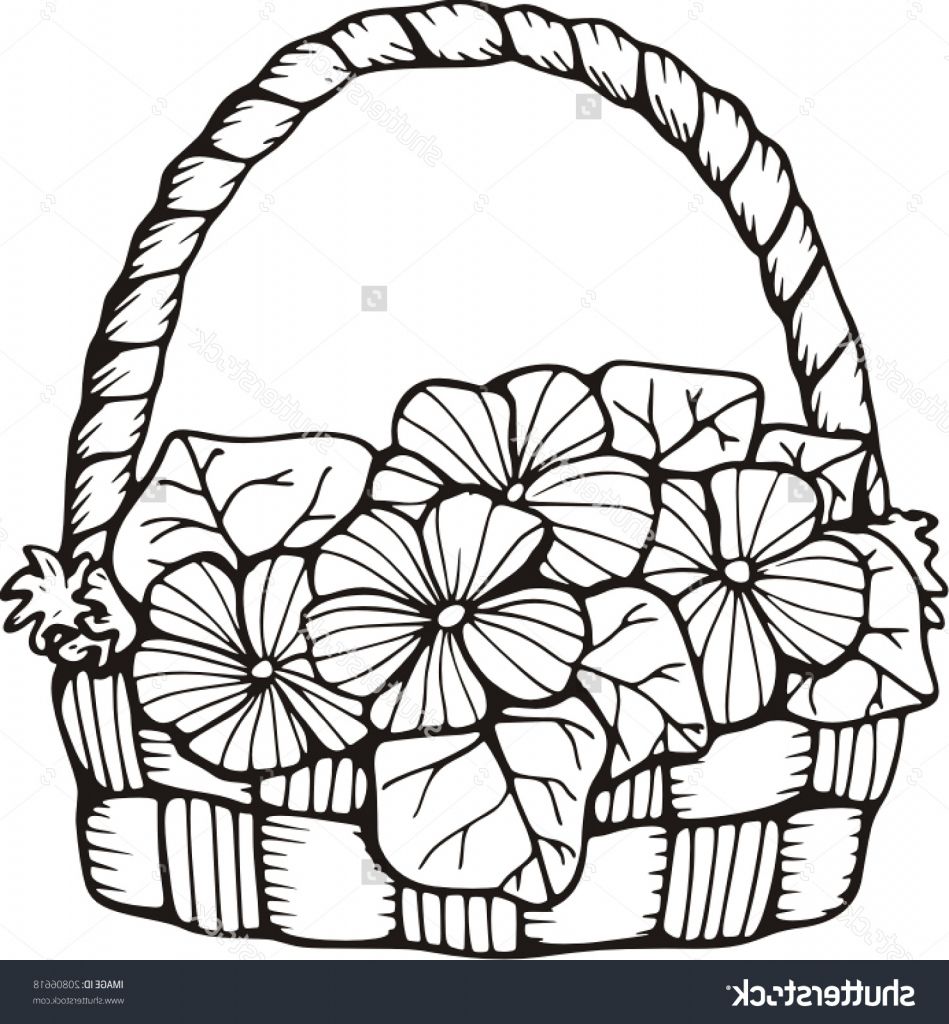 949x1024 Drawing Of Basket Basket Of Flower Drawings Easy Draw A Flower