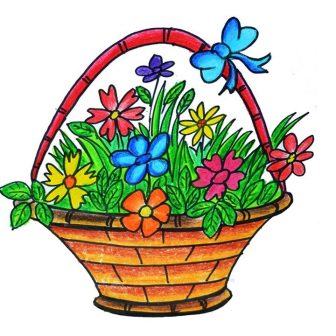 336x336 Drawing Flower Basket With Colour Basketball Player Gabion Case