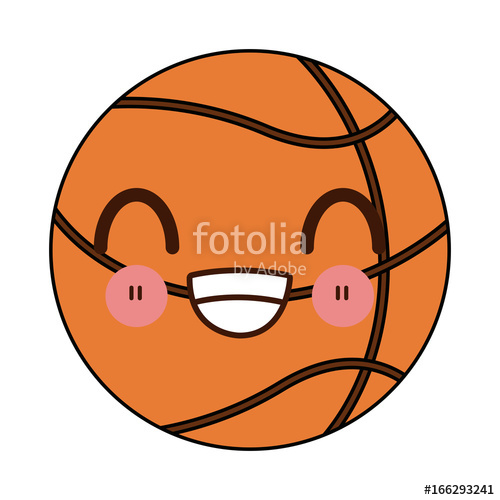 500x500 Kawaii Basketball Ball Sport Sphere Game Cartoon Stock Image