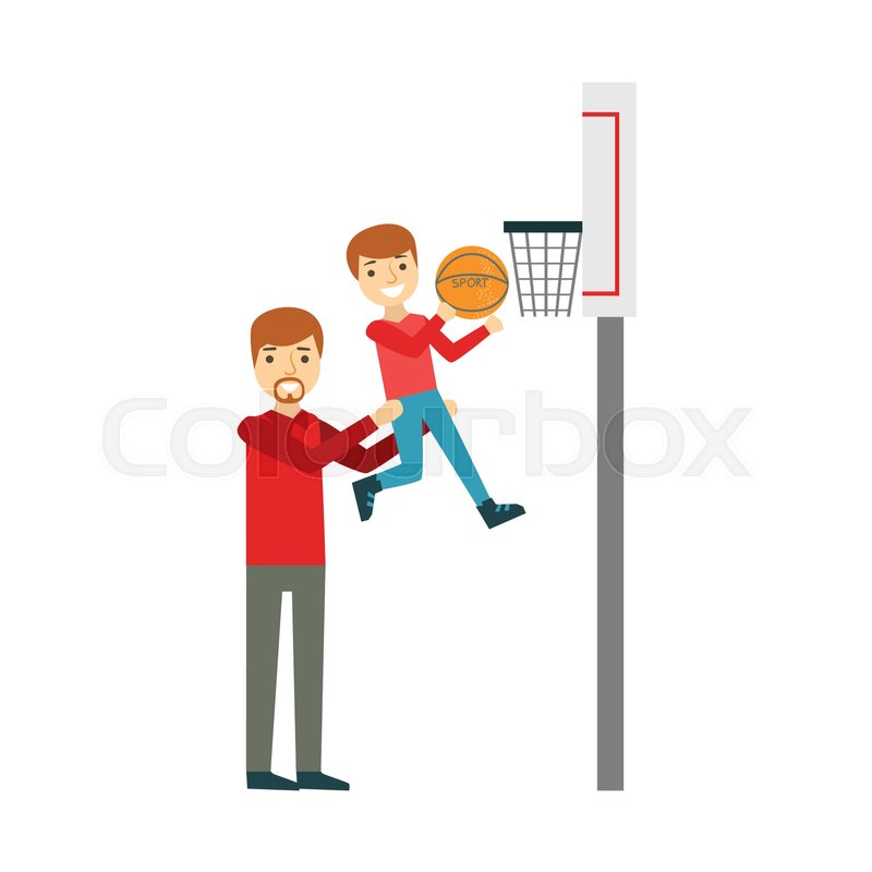 800x800 Boy And Father Playing Basketball, Stock Vector Colourbox