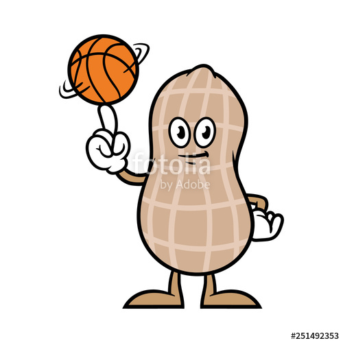 500x500 Cartoon Peanut Character Spinning A Basketball Stock Image