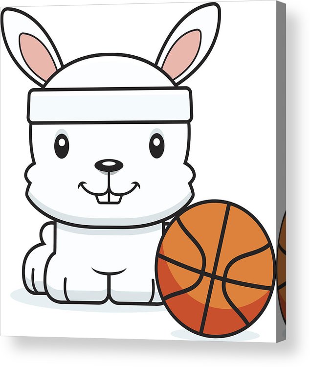 634x750 Cartoon Smiling Basketball Player Bunny Acrylic Print