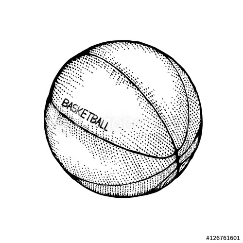 500x500 Basketball Drawing In Retro Style Doodle Sport Icon On White