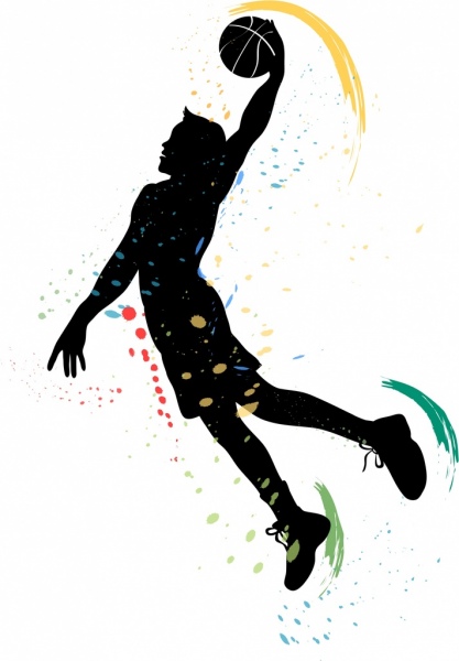 417x600 Basketball Drawing Player Icon Grunge Silhouette Decor Free Vector