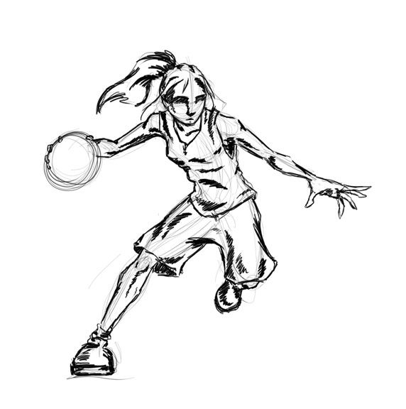 572x576 Girls Play Basketball Too Drawing To Do