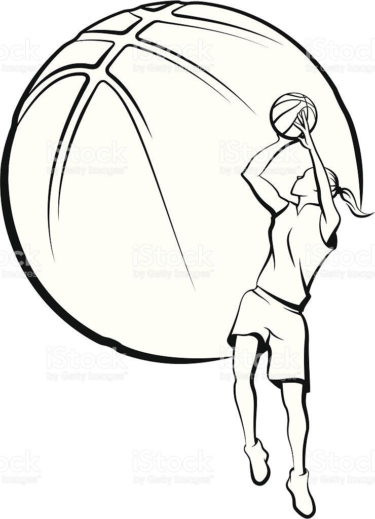740x1024 Vectors Girl Basketball Player Shooting