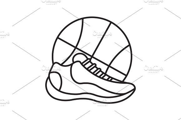 580x386 Basketball Shoe And Ball Linear Icon Icons Icons Line