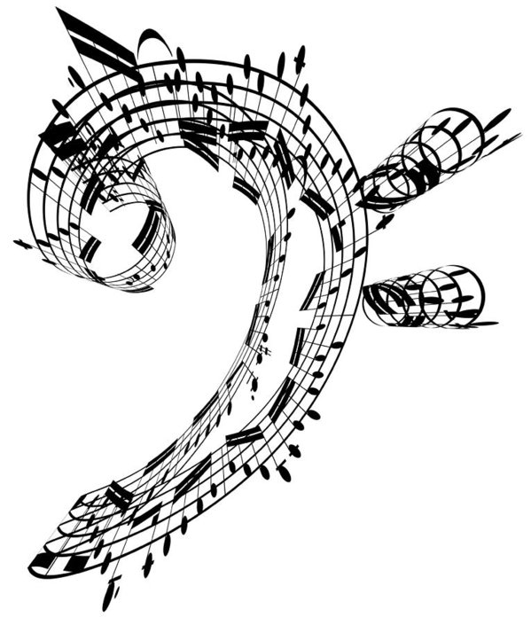 599x705 Bass Clef Made Of Music Notes Art Print