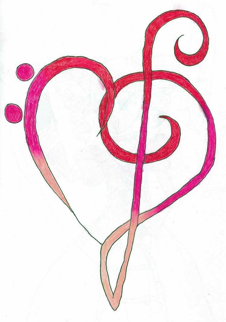 749x1066 Treble Bass Clef Heart Clipart