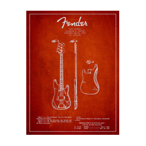 300x300 Bass Guitar Patent Drawing From Digital Art