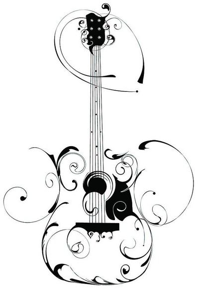 400x579 Guitar Drawing Outline
